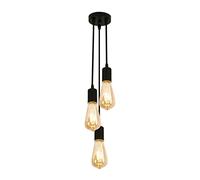 DAXGD Suspension industrielle vintage, lustre en fer à 3 flammes, plafonnier E27 noir créatif pour chambre, cuisine, salon (sans ampoule)