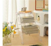 DAXUESEH Échelle À Trois Marches en Acrylique Tabouret Échelle Portatif Échelle Multifonctionnelle Domestique Nordique Tabouret Pliant Transparent Échelle Antidérapante À Pédale De Bibliothèque