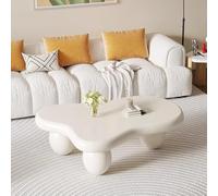 DAXUESEH Table Basse Cloud Table d'appoint Moderne Table à thé d'intérieur irrégulière Mignonne avec 3 Pieds en Boule Table Basse Forme Libre crème, pour Salon, Chambre à Coucher,39.37in