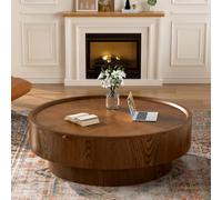DAXUESEH Table Basse Ronde avec Espace De Rangement, Table D'appoint Centrale Circulaire Tables Basses Rondes Modernes en Bois avec Rangement, Idéales pour Salon, Appartement Ou Petits Espaces