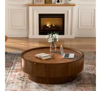 DAXUESEH Table Basse Ronde avec Espace De Rangement, Table D'appoint Centrale Circulaire Tables Basses Rondes Modernes en Bois avec Rangement, Idéales pour Salon, Appartement Ou Petits Espaces