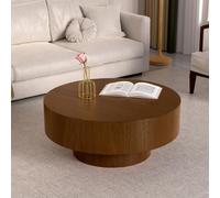 DAXUESEH Table Basse Ronde en Bois, Tables Basse Ronde Moderne Style Tambour pour Salon, Table D'appoint Ou Table Centrale Ronde en Bois (Style Mid-Century), Idéale pour Petit Appartement