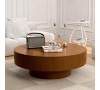 DAXUESEH Table Basse Ronde Moderne en Bois Petites Tables Basses Rondes Style Mid-Century (Forme Tambour) Table Basse Ronde Style Tambour pour Salon, Appartement Ou Petit Espace