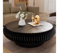 DAXUESEH Table Basse Ronde Moderne en Forme De Tambour Cannelé avec Pied Robuste,39.4" Black