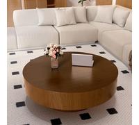 DAXUESEH Table Basse Ronde Style Tambour pour Salon, Table Basse Ronde en Bois (Style Vintage Moderne), Idéale pour Les Petits Espaces Et Appartements.
