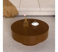 DAXUESEH Table Basse Ronde Style Tambour pour Salon, Table Basse Ronde en Bois (Style Vintage Moderne), Idéale pour Les Petits Espaces Et Appartements.