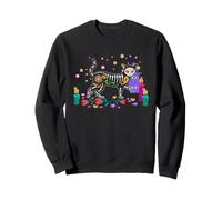 Day of Dead Squelette Chat Floral Bougie Art Folk Sweatshirt