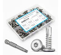 Dayalo Lot de 170 vis à tôle en acier inoxydable avec embout, vis autotaraudeuses M5.5 M6.3, vis de carrosserie, vis à tôle en acier inoxydable pour métal
