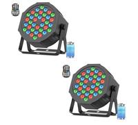 DayFlicker 36 LED Projecteur à LED sur Batterie, 2PCS Rechargeable Timed RGB LED Party Stage Light avec Batterie 5000mAh Télécommande 7CH Master-Slave Auto pour DJ Club Festival Stage Outdoor Lighting