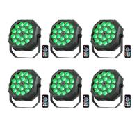 DayFlicker 6PCS mini Projecteur par LED 3000mAh batterie rechargeable avec télécommande, 18 LED RGB lumière de fête de 4 à 6 heures activation sonore pour DJ, discothèques, mariages, Noël