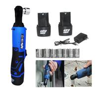 DayPlus liquet 12V à batterie 3/8" Sq entraînement, cliquet électrique 40Nm, 2300RPM, angle droit à 90°, 2× batterie, 7PCS douilles pour construction mécanique, construction mécanique, tâches