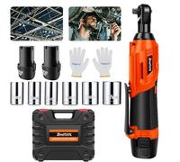 DayPlus liquet à batterie 3/8 liquet 2300 tr/min avec 2 x 12V 1.5Ah batteries Li-Ion, chargeur rapide, 7 prises pour espaces restreints, moteur de voiture, réparation automobile