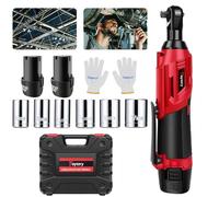 DayPlus liquet à batterie 3/8 liquet 2300 tr/min avec 2 x batteries Li-ion 12V 1.5Ah, chargeur rapide, 7 prises pour espaces restreints pour moteur de voiture, réparation automobile