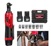 DayPlus liquet électrique 12V 40 Nm, 2300 tr/min liquet avec 2 × batterie, 7 douilles pour construction mécanique, travaux de construction mécanique, tâches DIY, Rouge