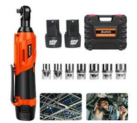 DayPlus liquet électrique à batterie 12V 40 Nm, 2300 tr/min liquet à batterie avec 2 × batteries, 7 douilles pour ingénierie mécanique, ingénierie mécanique, tâches de bricolage, orange