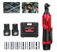 DayPlus liquet électrique sans fil 2300 tr/min 12 V Power avec 7 sockets, 2 batteries Li-ion 1,5 Ah et chargeur rapide, rouge