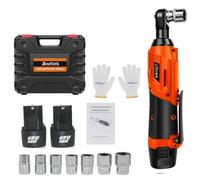 DayPlus liquet sans fil 12V avec batterie, 2 batteries Li-ion de 1,5Ah et chargeur rapide, 2300 tr/min, 40 Nm liquet électrique avec 7 douilles, orange