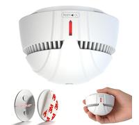 DAYTECH Mini Detecteur de Fumée avec 10 Ans Pile, Alarme Incendie Détecteur de Fumée Aimant sans Percage, CE et en 14604, Bouton Test/Silenc,Idéal pour Maison, Bureau,École et Location (Lot de 1)