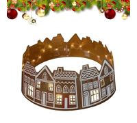 Dayysiuy Collier de Jupe d'arbre de Noël,Collier d'arbre de Noël, Collier de noël 26/28 Pouces, Collier de Jupe de Maison en Pain d'épices LED, Support d'anneau réutilisable