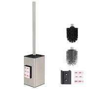 DAZI Brosse WC Murale Installation adhésive sans perçage,Porte-Brosse Toilettes WC Métallique Antirouille et Design Moderne, Porte-Brosse WC avec Gobelet Intérieur Amovible (Brossé Nickel)