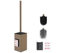 DAZI Brosse WC Murale Installation adhésive sans perçage, Porte-Brosse Toilettes WC Métallique Antirouille et Design Moderne, Porte-Brosse WC avec Gobelet Intérieur Amovible (Champagne brossé Or)