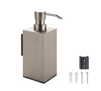 DAZI Distributeur Savon Nickel brossé, Distributeur Savon Mural pour Les Mains Carré Moderne avec Pompe,Porte Savon Mural Liquide pour Salle de Bain et Cuisine 240 ML