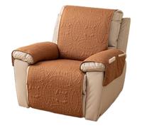 DAZSIAZ Housses de Fauteuil Inclinable avec Poche, Housses Matelassées Monoblocs Accoudoirs et Appuie-tête de Canapé, Tapis de Protection Antidérapant, Adapté aux Animaux de Compagnie(Brown,55x195cm)
