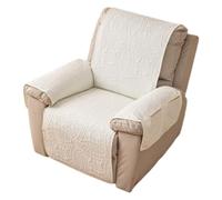 DAZSIAZ Housses de Fauteuil Inclinable avec Poche, Housses Matelassées Monoblocs Accoudoirs et Appuie-tête de Canapé, Tapis de Protection Antidérapant, Adapté aux Animaux de Compagnie(White,55x195cm)