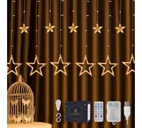 DazSpirit 3.5m 12 Étoiles Rideaux Lumineux Guirlandes Lumineuses Décoration | 138LED guirlande Etoile avec 8 Modes d’éclairage Pour Mariage, NoëL DéCo, Vacances, Festivals, intérieur et extérieur