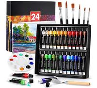 DazSpirit Kit de Peinture Acrylique, 24 Couleurs, pour Adultes et Enfants | Avec 6 Pinceaux, Une Spatule et Une Palette; Peinture pour Toile, Bois, Céramique et Tissu, Idéale Pour Artistes et Débutants