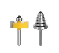 DAZZLEEX 2 pièces 6mm Tige feuillure routeur avec 6 roulements réglables Fraise à Bois Tenon Joint 7 Jeux de Tenon