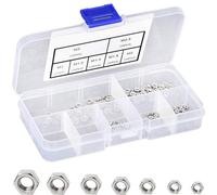 DAZZLEEX Assortiment de 140 écrous hexagonaux en acier inoxydable 304 M1 M1.2 M1.4 M1.6 M2 M2.5 petits écrous métriques dans une boîte pour meubles, bricolage, réparation automobile, machines de