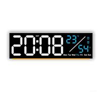DAZZLEEX Horloge numérique LED avec date, température, alarme, chronomètre, support mural, luminosité 10 niveaux de luminosité, variateur automatique Fahrenheit pour kit de bureau à domicile (blanc