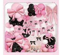 DAZZLEEX Kit d'arche de ballons roses et blancs 102 pièces pour mariage, fête prénuptiale, fête prénatale, anniversaire, fournitures de fond à faire soi-même (JT-HD06-Bow)