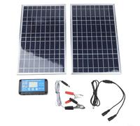 DAZZLEEX Kit de panneau solaire portable 200 W avec contrôleur 10 A et ports USB pour camping-car, camping, bateau, hors réseau, haute efficacité, cadre en aluminium polycristallin, résistant aux