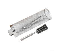 DAZZLEEX Panier à roulettes en acier inoxydable pour barbecue avec couvercle de verrouillage sécurisé et poignée confortable pour la cuisson des légumes, de la viande et des fruits de mer Argenté 1