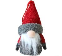 DAZZLEEX Pendentif tête de champignon de Pâques vieil homme poupée sans visage en peluche à suspendre pour festival de printemps, maison, jardin, fête, rouge, vert, gris (C)