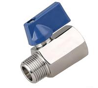 DAZZLEEX Robinet à boisseau sphérique en acier inoxydable 304 avec filetage intérieur et extérieur pour DN6 DN8 DN10 DN15 DN20 DN25 Contrôle du débit d'eau et de gaz Bleu argenté (DN6)