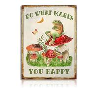 Dazzlewall Art Mural Motivant, Affiche Decoration Murale La Grenouille Assise Sur Un Champignon, Impressions sur Toile de Grenouilles Mignonnes pour Chambre Cuisine 30x40 cm Sans Cadre
