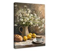 Dazzlewall Encadré Vintage Floral Art Mural Affiche, Citron Cuisine Photos Décoration Murale Marguerite Nature Morte Impression pour Chambre Salon Décor 12x16 in