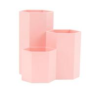 DAZZLUXE 1 porte-stylo de bureau créatif - Tube de rangement multifonction - Tube de rangement hexagonal - Boîte de rangement avec trois compartiments - Porte-pinceaux de maquillage (rose)