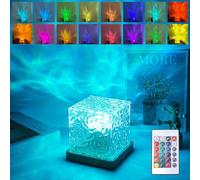 DAZZTIME Lampe de Table en Cristal LED,Lampe de Chevet en Cristal,Veilleuse Ondulation de l'eau,lampe aurore boréale,lampes de chevet en verre,pour Chambre à Coucher Salon Fête,16 colors Style C