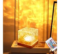 DAZZTIME Lampe de Table en Cristal LED,Lampe de Chevet en Cristal,Veilleuse Ondulation de l'eau,lampe aurore boréale,lampes de chevet en verre,pour Chambre à Coucher Salon Fête,16 colors Style A