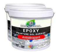 DB Rénovation Kit Antidérapant Peinture Résine Epoxy sol béton + Sable de quartz - Gris platine 10KG pour Garage - Trafic intense