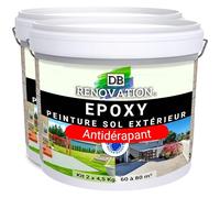 DB Rénovation Kit Antidérapant Résine Epoxy sol Terrasse + Sable de quartz - Blanc 10KG Peinture pour béton extérieur
