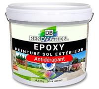 DB Rénovation Kit Antidérapant Résine Epoxy sol Terrasse + Sable de quartz - Gris ardoise 5KG Peinture pour béton extérieur