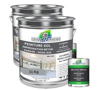 DB Rénovation PEINTURE SOL BETON Industriel - Garage, sous-sol - Extrême trafic intérieur, extérieur - Haute résistance - Gris fenêtre - Kit 11KG + 1L Diluant