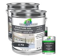 DB Rénovation PEINTURE SOL BETON Industriel - Garage, sous-sol - Extrême trafic intérieur, extérieur - Haute résistance - Gris anthracite - Kit 11KG + 1L Diluant