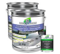 DB Rénovation PEINTURE SOL TERRASSE Extérieur pour béton, pavé - Forte protection UV - Haute imperméabilité - Passage fréquent - Gris fenêtre 11KG + 1L Diluant