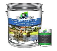 DB Rénovation Vernis de protection sol béton, pierre pour Terrasse, façade - Imperméabilisant, Hydrofuge, Anti-tâche - Incolore 5 KG + 1L Diluant